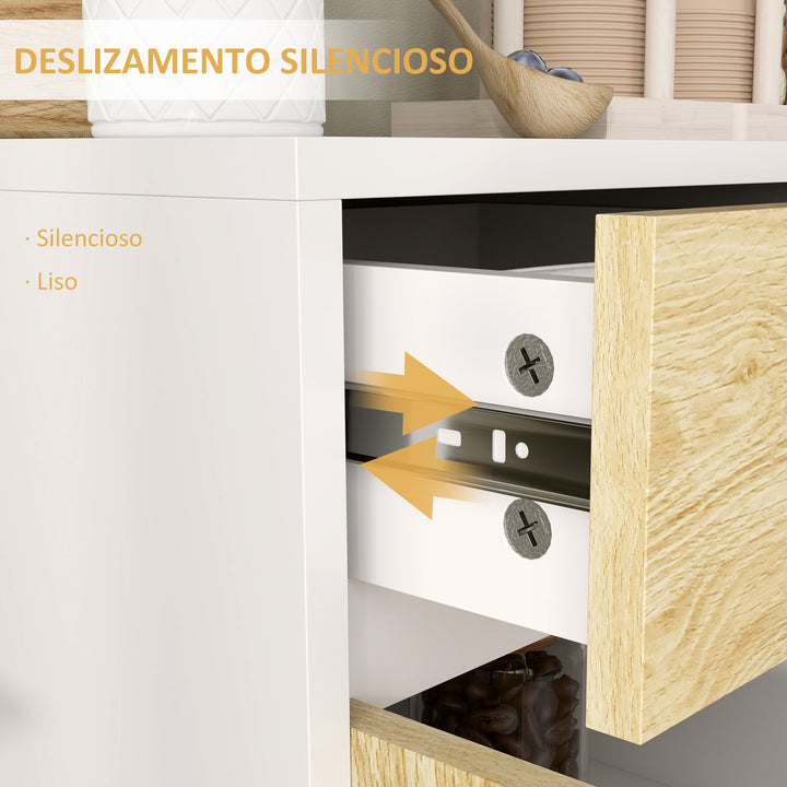 Aparador de 2 Portas Aparador de Sala com 3 Gavetas Prateleiras Móvel para TV para Dormitório Sala de Estar 120x39x77 cm Branco e Madeira