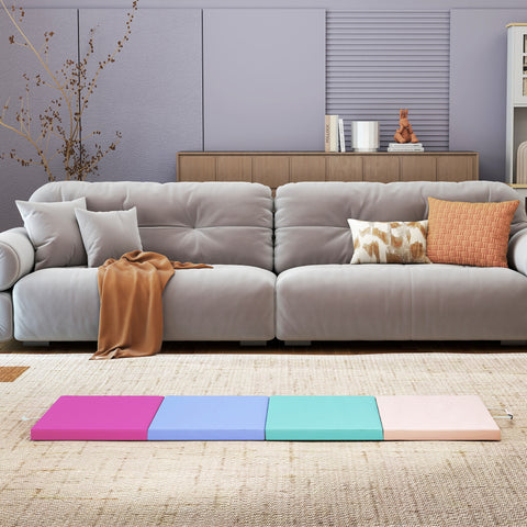 Tapete de Ginástica Dobrável com Espessura de 5 cm Tapete de Exercício com Pegas de Transporte e Bolsa Tapete de Ginástica para Yoga Aeróbica Artes Marciais 180x60x5 cm Multicor