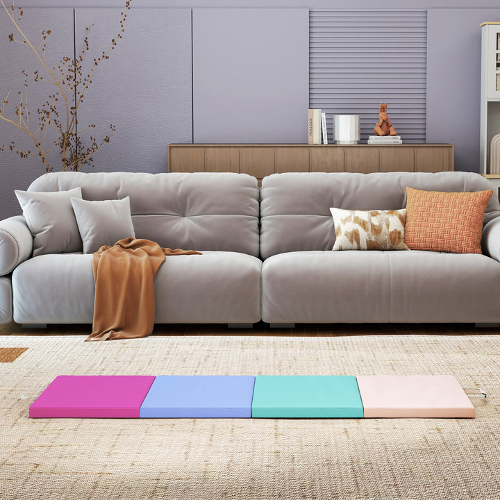 Tapete de Ginástica Dobrável com Espessura de 5 cm Tapete de Exercício com Pegas de Transporte e Bolsa Tapete de Ginástica para Yoga Aeróbica Artes Marciais 180x60x5 cm Multicor