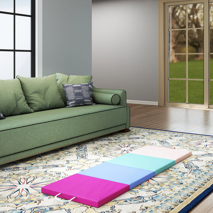 Tapete de Ginástica Dobrável com Espessura de 5 cm Tapete de Exercício com Pegas de Transporte e Bolsa Tapete de Ginástica para Yoga Aeróbica Artes Marciais 180x60x5 cm Multicor