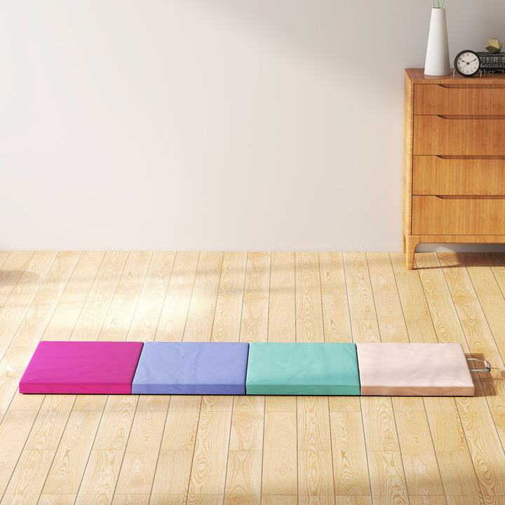 Tapete de Ginástica Dobrável com Espessura de 5 cm Tapete de Exercício com Pegas de Transporte e Bolsa Tapete de Ginástica para Yoga Aeróbica Artes Marciais 180x60x5 cm Multicor