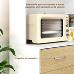 Armário de Cozinha com Gaveta 4 Portas e Prateleiras Interiores Ajustável em Altura Móvel Auxiliar de Armazenamento Moderno para Sala de Jantar Sala de Estar 80x40x180 cm Madeira e Branco