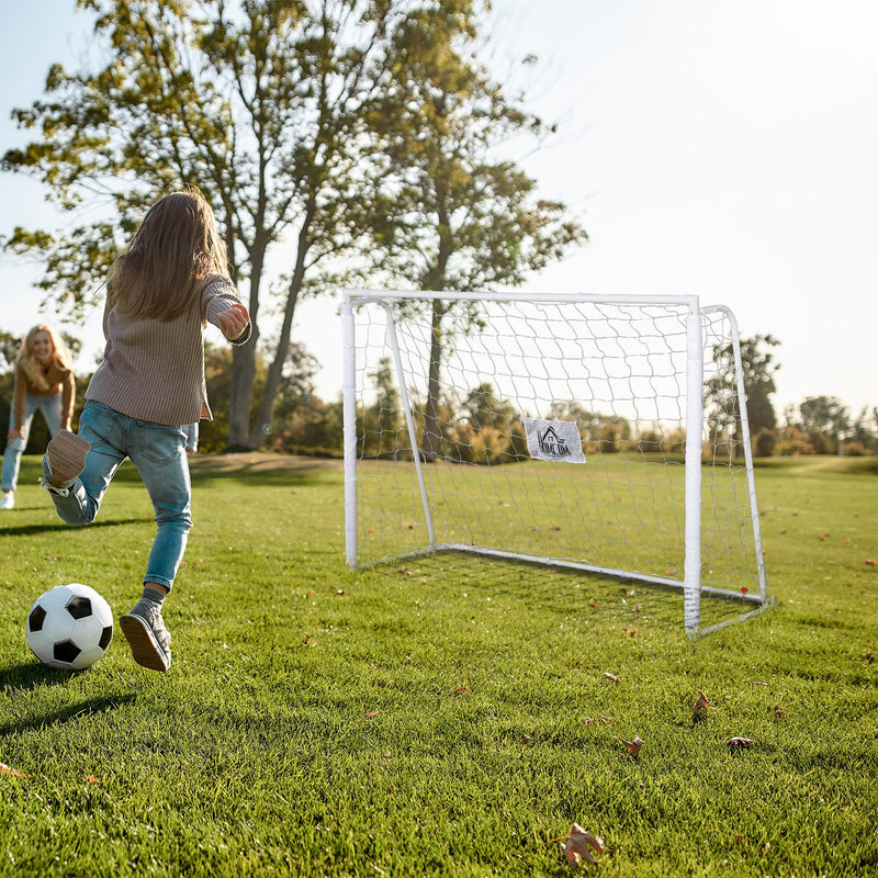 Baliza de Futebol Baliza de Futebol com Suporte de Metal e Rede para Treino e Diversão de Futebol no Jardim Ar Livre 186x62x123 cm Branco