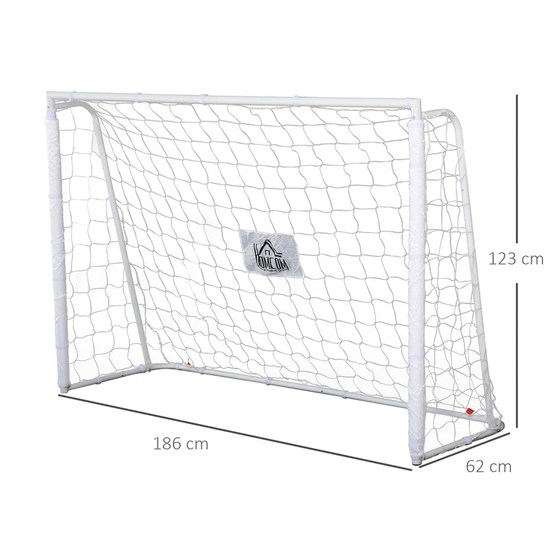 Baliza de Futebol Baliza de Futebol com Suporte de Metal e Rede para Treino e Diversão de Futebol no Jardim Ar Livre 186x62x123 cm Branco