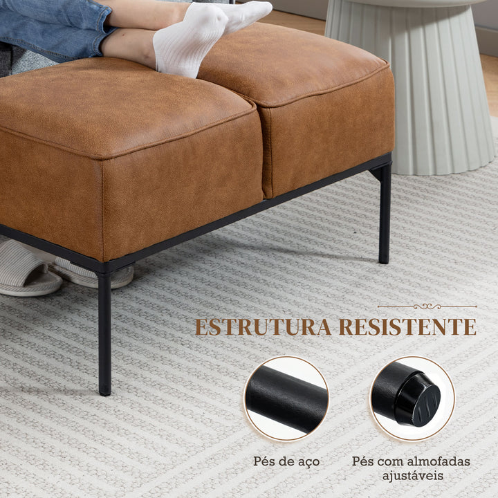 Banco ao Pé da Cama Multifuncional Moderno com Assento Acolchoado Espesso e Pernas em Aço PU Banco de Quarto Capacidade 120kg para Entrada Corredor 80x40x46 cm Castanho