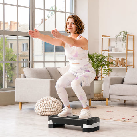 Tábua plataforma Step para Desporto com Altura Regulável a 2 níveis de carga 150 KG 68x29 cm