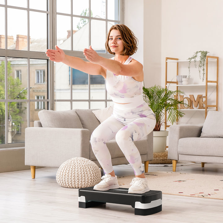 Tábua plataforma Step para Desporto com Altura Regulável a 2 níveis de carga 150 KG 68x29 cm