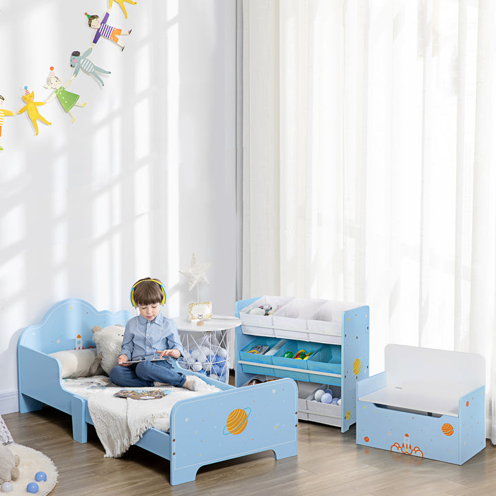 Estante para Brinquedos com 9 Caixas de Tecido não Tecido Amovíveis Organizador de Brinquedos para Dormitório Escola Infantil 63x30x60 cm Azul