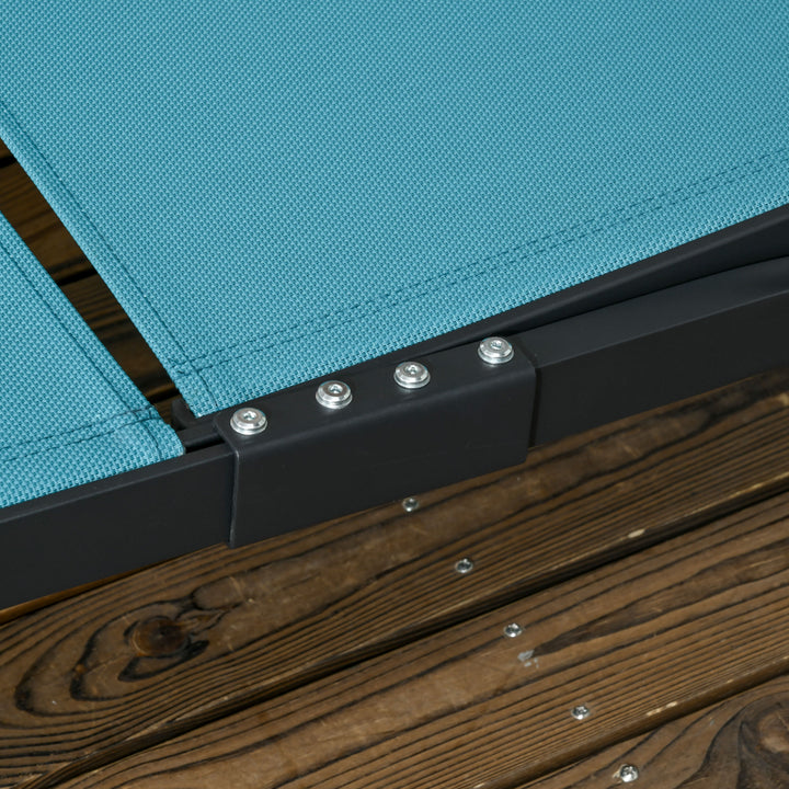 Conjunto de 2 Espreguiçadeiras Reclináveis de Jardim Espreguiçadeiras de Alumínio para Exterior com Encosto Ajustável em 5 Níveis e Rodas para Praia Piscina 165x66x102 cm Azul