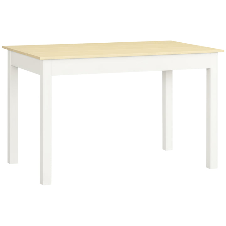Mesa de Sala de Jantar de Madeira Mesa de Cozinha Retangular para 4-6 Pessoas Estilo Moderno para Sala de Estar Carga 50 kg 119x70x76 cm Carvalho e Branco