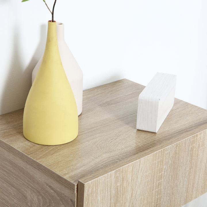 Conjunto de 2 Mesas de Cabeceira com 1 Gaveta Desenho Montado na Parede Estilo Moderno para Dormitório 40x30x15cm Madeira