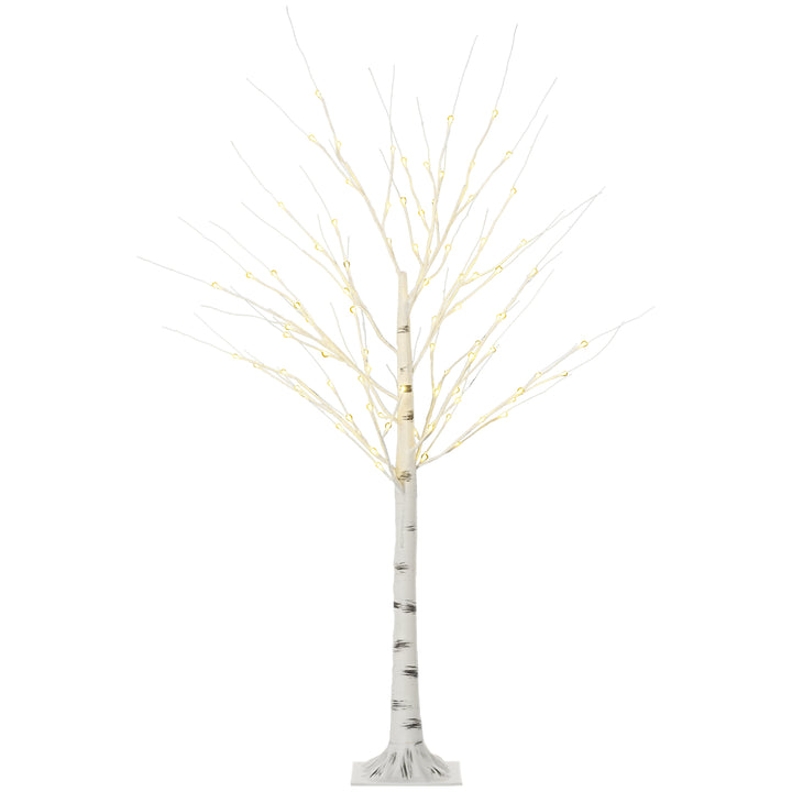 Árvore de Bétula Altura 150cm com 96 Luzes LED IP44 Branco Quente Ramos Flexíveis e Base de Candeeiro Árvore de Decoração de Natal para Interiores 22x22x150cm Branco