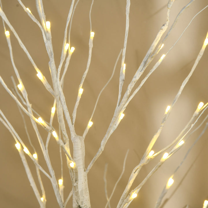 Árvore de Bétula Altura 150cm com 96 Luzes LED IP44 Branco Quente Ramos Flexíveis e Base de Candeeiro Árvore de Decoração de Natal para Interiores 22x22x150cm Branco