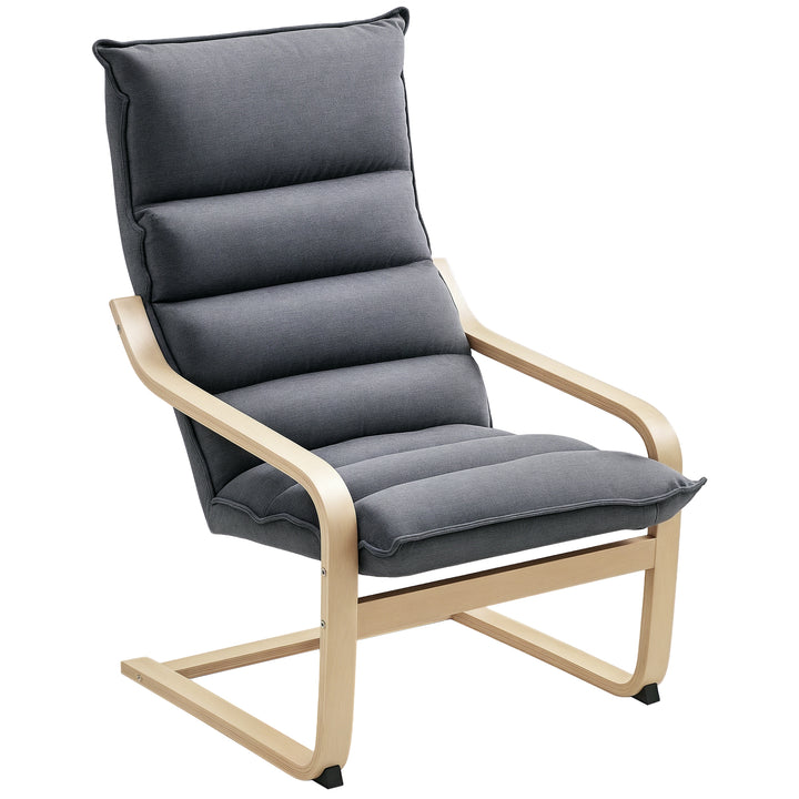 Poltrona de Sala de Estar Moderna Poltrona com Encosto Alto Apoio para os Braços e Pés de Madeira Estofada em Veludo Poltrona para Dormitório Sala de Estar 67x83x105 cm Cinzento