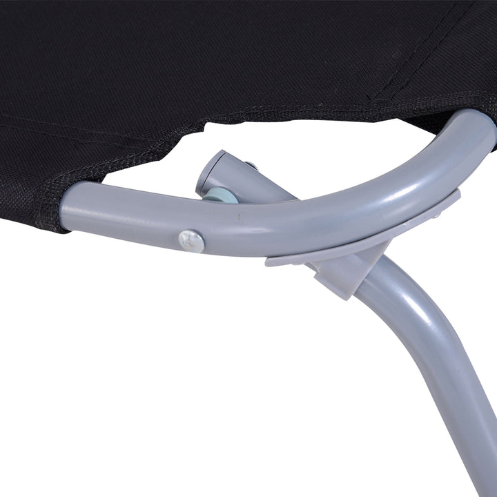 Espreguiçadeira Dobrável, Espreguiçadeira de Jardim Exterior com Encosto Ajustável em 5 Posições e Estrutura Metálica, Suporta Até 120 kg, Para Terraço, Piscina, Praia, 187x55x24 cm, Preto