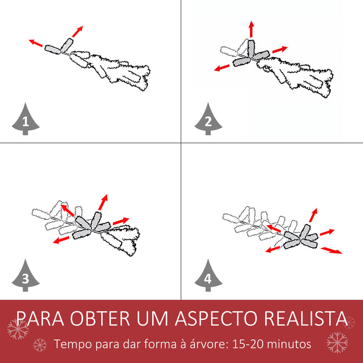 Árvore de Natal Artificial 120cm com 239 Ramas 27 Pinhas e 27 Frutinhas Folhas de PVC PE Base Dobrável e Suporte Metálico Decoração de Natal para Interiores Verde