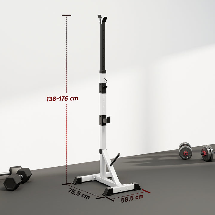 Suporte para Barras de Pesos Ajustável Estante Multifuncional 2 Peças de Aço Treinamento em Casa Peso 200 kg 58,5x75,5x136-176 cm Prata e Preto