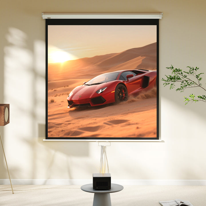 Tela de Projeção Manual de 85 Polegadas Tela de Projeção Portátil Formato 1:1 para Interior e Exterior Cinema em Casa Jardim 162,5x162 cm Branco