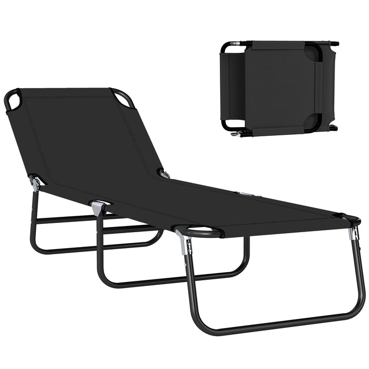 Espreguiçadeira dobrável reclinável com ângulo ajustável de 3 posições para exterior carga 120 kg 190x56x28 cm Preto