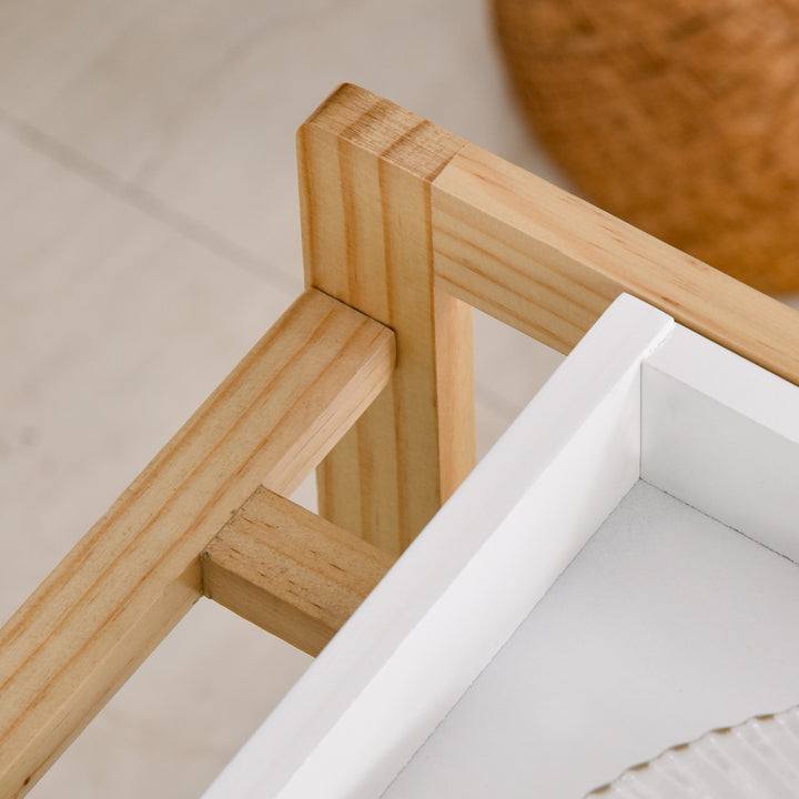 Carrinho de cozinha de 4 niveis com bandeja removível 40x30x76 cm Branco