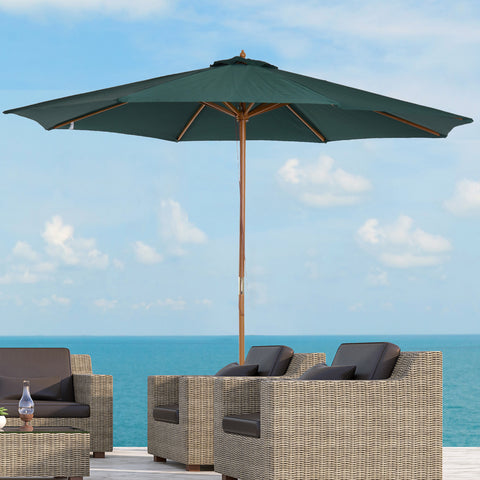 Guarda-sol Verde Madeira Terraço Praia Jardim Piscina Camping F300x250 cm
