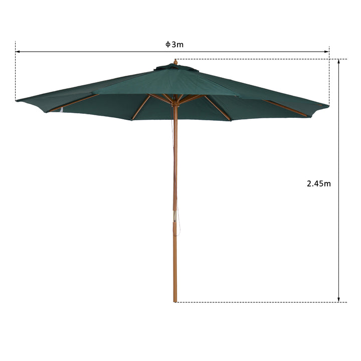 Guarda-sol Verde Madeira Terraço Praia Jardim Piscina Camping F300x250 cm