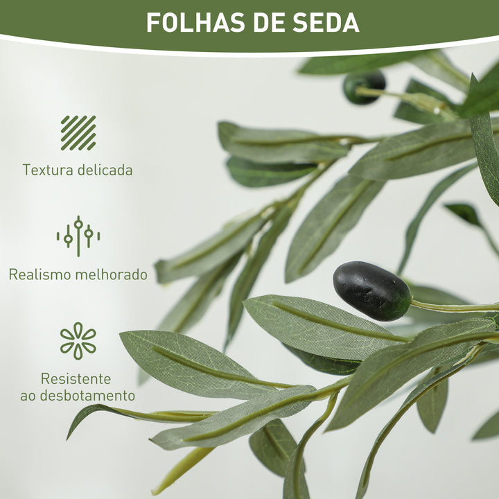 Oliveira Artificial 120 cm Planta Artificial Decorativa Grande Árvore Artificial de Interior com 20 Azeitonas Decoração para Lar Escritório Varanda Quarto Verde