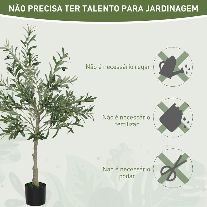 Oliveira Artificial 120 cm Planta Artificial Decorativa Grande Árvore Artificial de Interior com 20 Azeitonas Decoração para Lar Escritório Varanda Quarto Verde