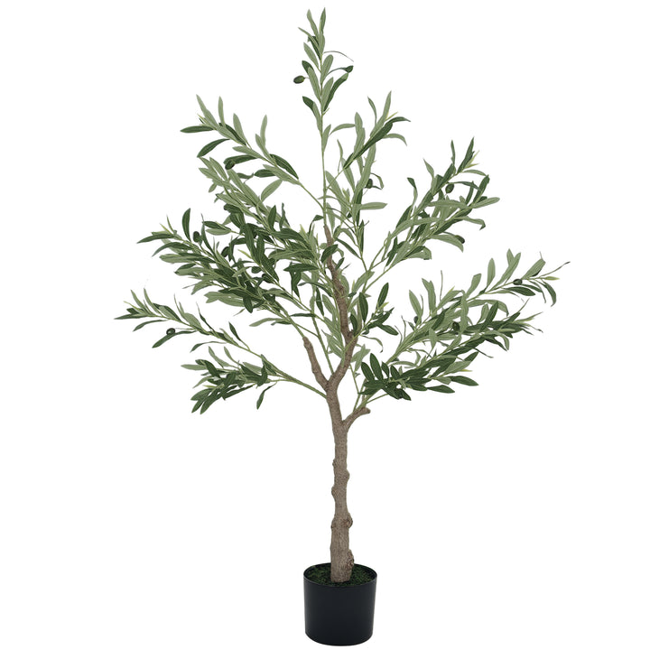 Oliveira Artificial 120 cm Planta Artificial Decorativa Grande Árvore Artificial de Interior com 20 Azeitonas Decoração para Lar Escritório Varanda Quarto Verde