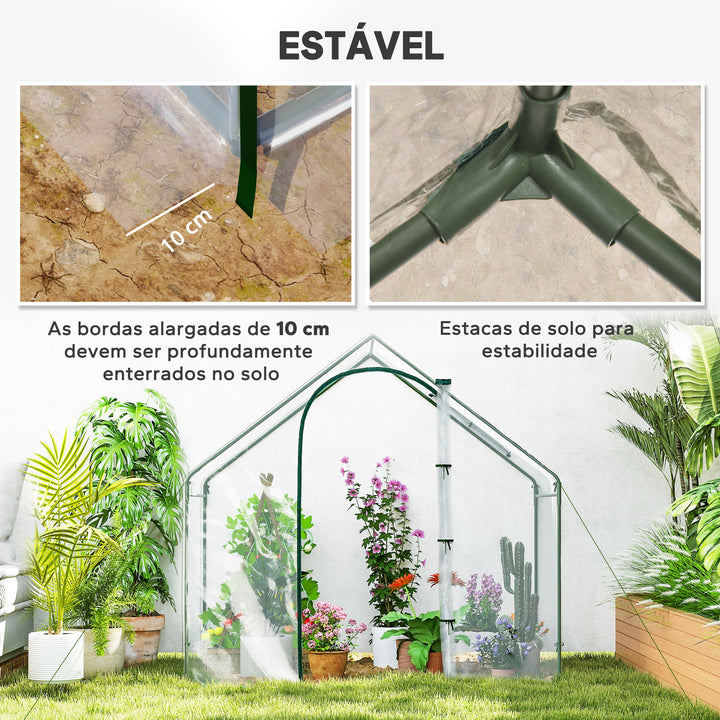Estufa Pequena, Estufa de Exterior com Janela e Porta com Fecho Estrutura de Aço Cobertura de Plástico Impermeável Anti-UV para Cultivar Plantas 180x100x168 cm Transparente