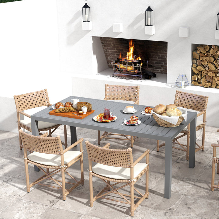 Mesa de Jardim Extensível Mesa de Jantar Exterior Mesa de Terraço Retangular para 6-8 Pessoas com Estrutura de Alumínio Capacidade 50 kg para Varanda 180/240x94x73 cm Cinza Escuro