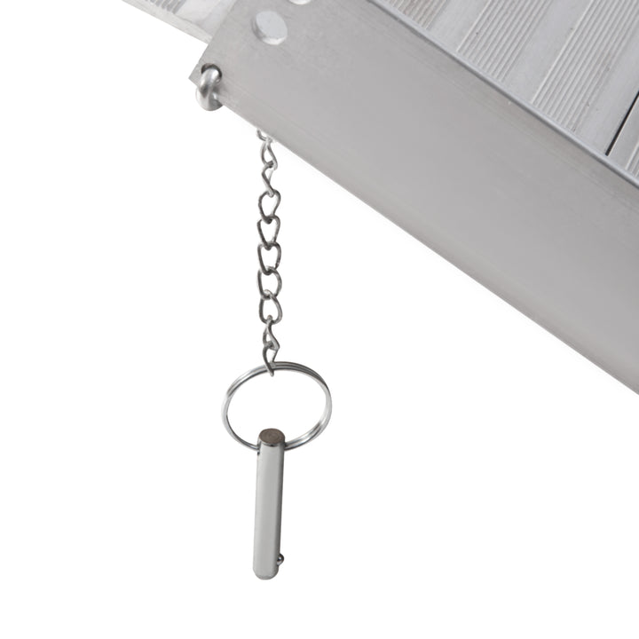 Rampa Dobrável para Cadeiras de Rodas 61 cm Carga 270 kg Antiderrapante com Bordas de Segurança e Alça para Escadas e Portas Acessibilidade para Deficientes Prata