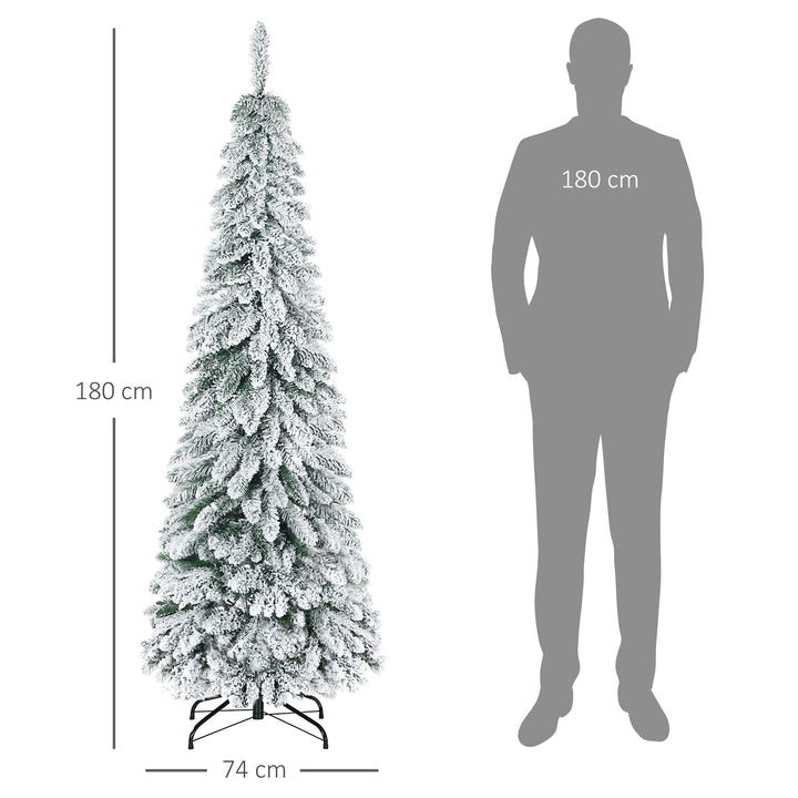 Árvore de Natal Artificial 180 cm Árvore de Natal Nevada com 523 Ramos Suporte de Aço Dobrável Decoração para Casa Festas Ø74x180 cm Verde