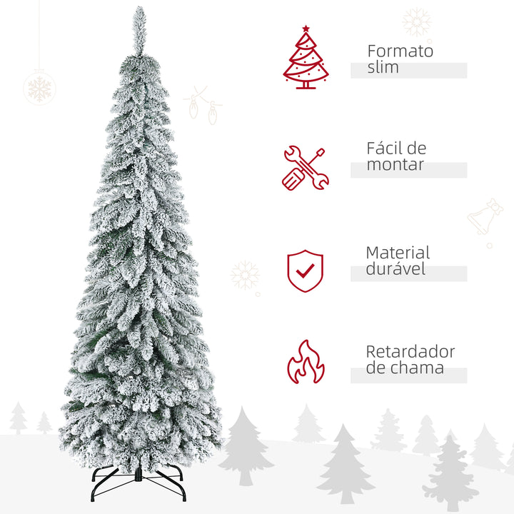 Árvore de Natal Artificial 180 cm Árvore de Natal Nevada com 523 Ramos Suporte de Aço Dobrável Decoração para Casa Festas Ø74x180 cm Verde