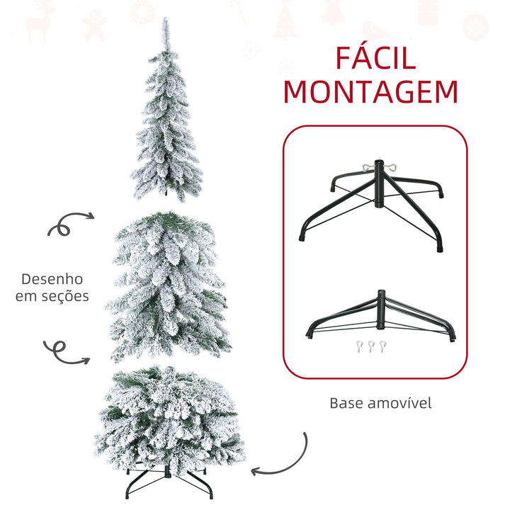 Árvore de Natal Artificial 180 cm Árvore de Natal Nevada com 523 Ramos Suporte de Aço Dobrável Decoração para Casa Festas Ø74x180 cm Verde