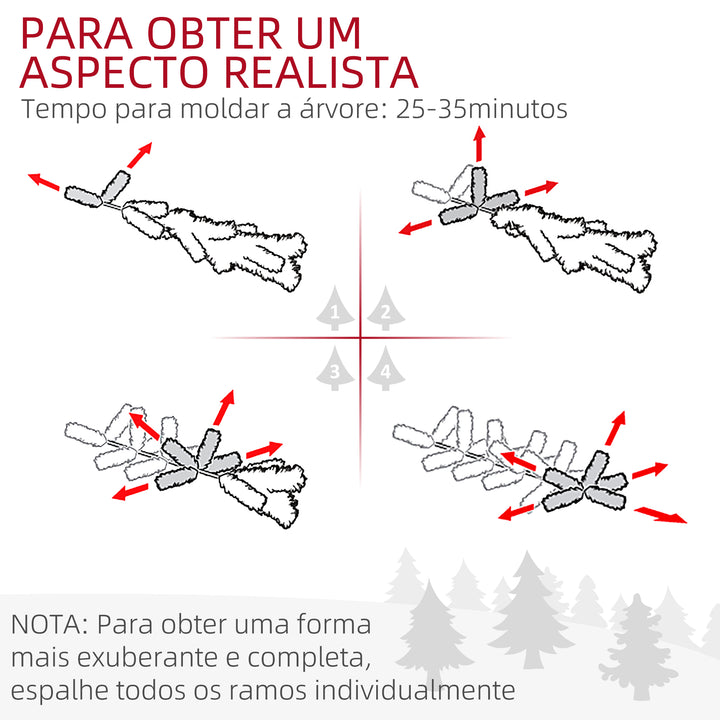 Árvore de Natal Artificial 180 cm Árvore de Natal Nevada com 523 Ramos Suporte de Aço Dobrável Decoração para Casa Festas Ø74x180 cm Verde