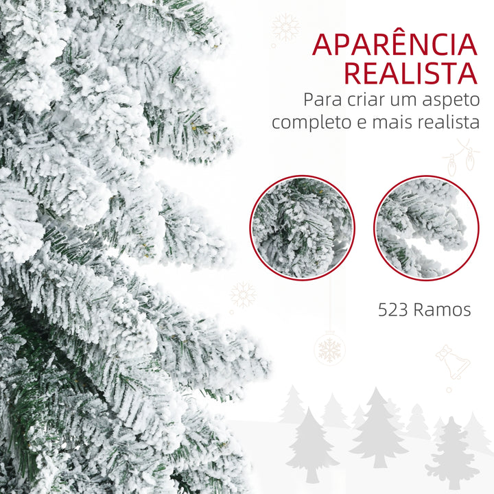Árvore de Natal Artificial 180 cm Árvore de Natal Nevada com 523 Ramos Suporte de Aço Dobrável Decoração para Casa Festas Ø74x180 cm Verde