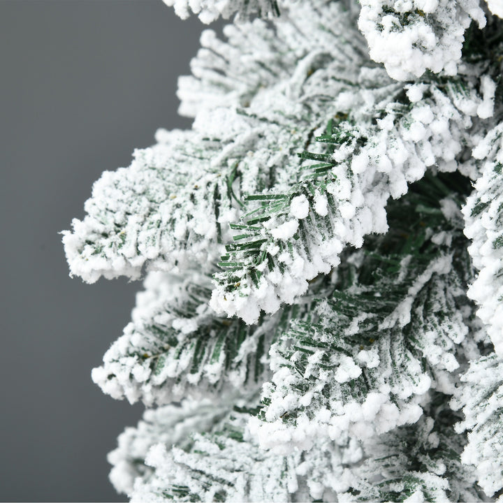Árvore de Natal Artificial 180 cm Árvore de Natal Nevada com 523 Ramos Suporte de Aço Dobrável Decoração para Casa Festas Ø74x180 cm Verde