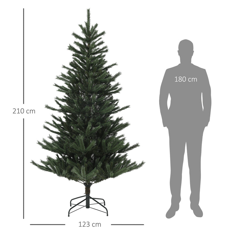 Árvore de Natal 210 cm Árvore de Natal Artificial com 793 Ramo e Suporte de Aço Árvore de Natal para Sala de Estar Interior Verde