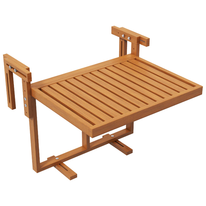 Mesa Suspensa para Varanda Mesa de Varanda Dobrável em Madeira com Altura Ajustável em 4 Níveis Capacidade 20 kg para Terraço 68x65x40,5-55 cm Natural