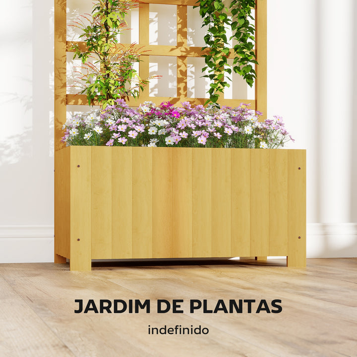 Floreira com Treliça de Madeira Floreira Exterior Grande para Plantas Trepadeiras com Orifícios de Drenagem Floreira Elevada para Jardim Pátio Terraço 60x30x120 cm Madeira