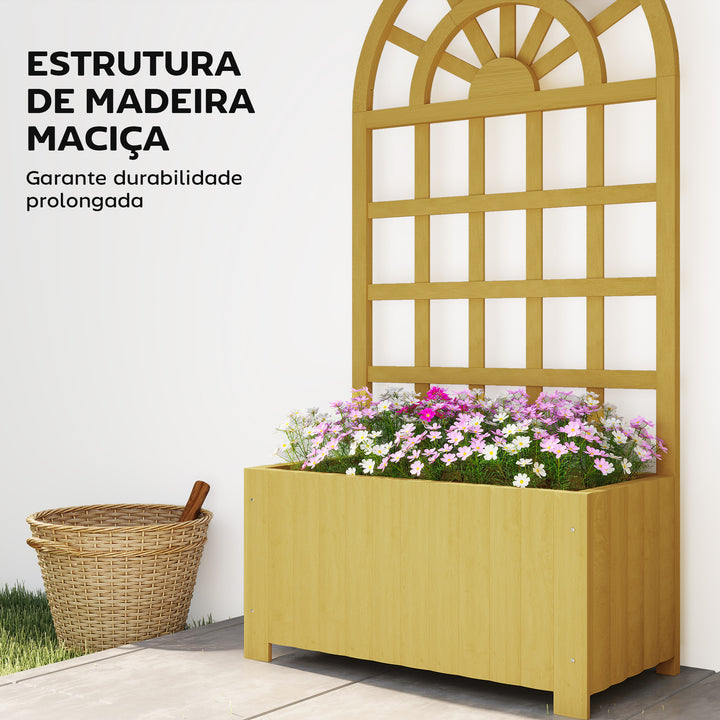 Floreira com Treliça de Madeira Floreira Exterior Grande para Plantas Trepadeiras com Orifícios de Drenagem Floreira Elevada para Jardim Pátio Terraço 60x30x120 cm Madeira