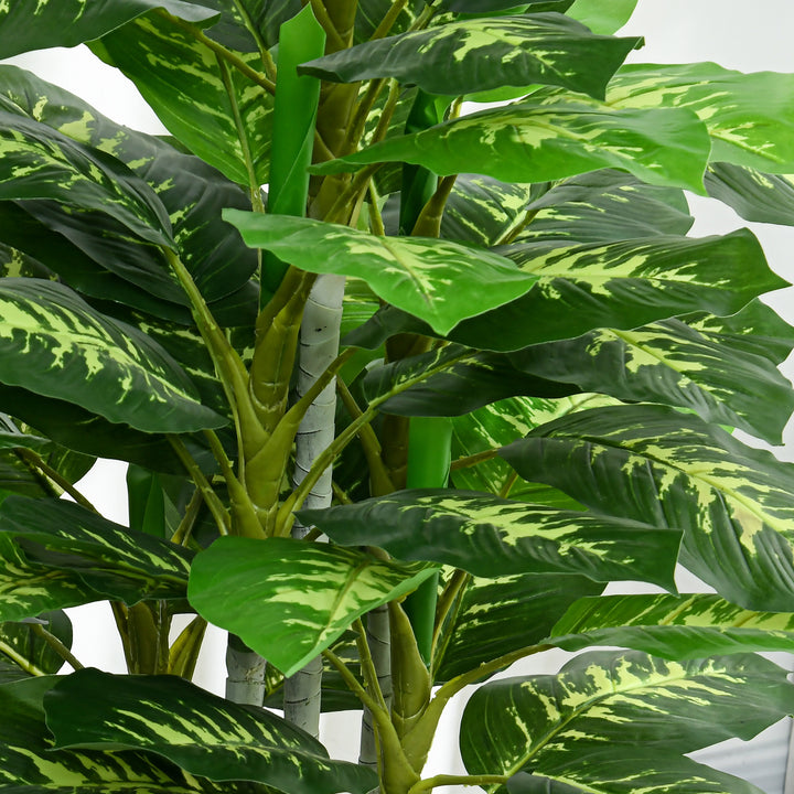 Planta Artificial de 120 cm com 53 Folhas Realistas e Vaso de Cimento Planta Sintética Decoração para Casa Escritório e Exterior Verde