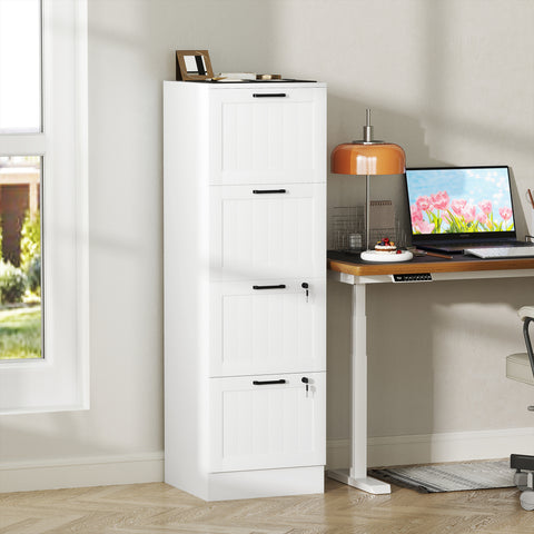 Bloco de Gavetas para Escritório Móvel Arquivador com 4 Gavetas para Escritório com Fechaduras Gavetas Suspensas para A4 40x40x131 cm Branco