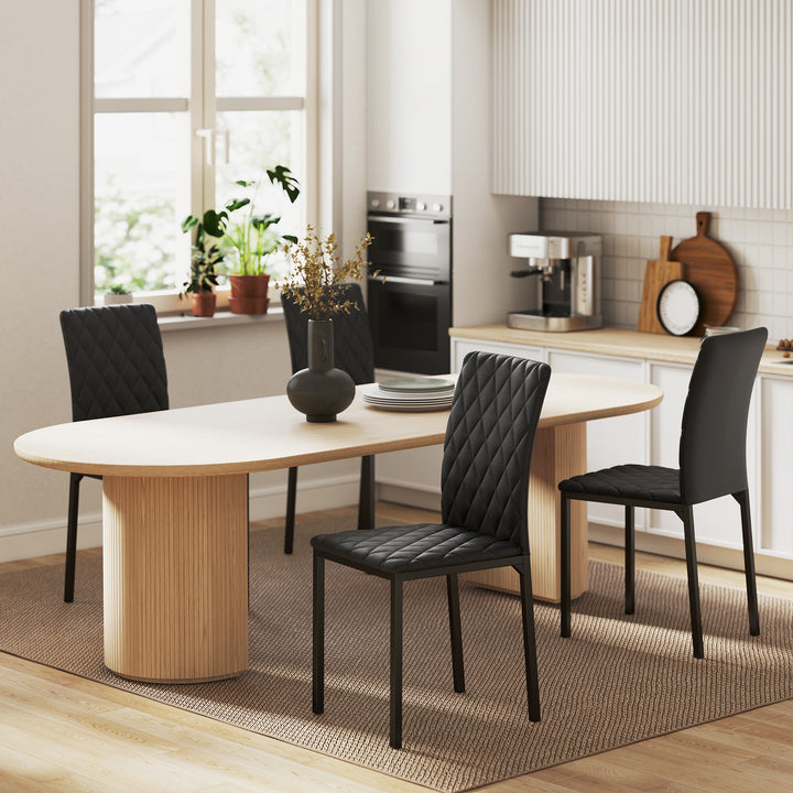 Conjunto de 4 Cadeiras de Sala de Jantar Estofadas com Pés de Metal Cadeiras Modernas para Cozinha Carga Máxima 120 kg 41x50x91 cm Preto