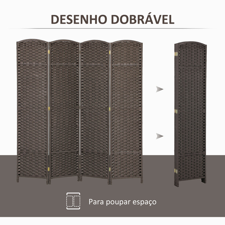 Biombo de 4 Painéis Separador de Ambientes Dobrável 160x170 cm Biombo Separador de Ambientes para Sala de Estar Dormitório Escritório Marrom