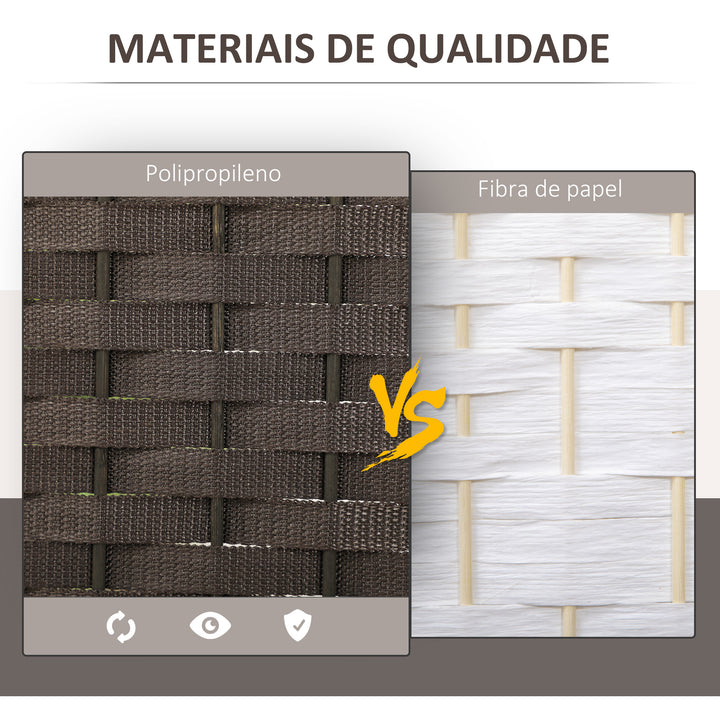 Biombo de 4 Painéis Separador de Ambientes Dobrável 160x170 cm Biombo Separador de Ambientes para Sala de Estar Dormitório Escritório Marrom
