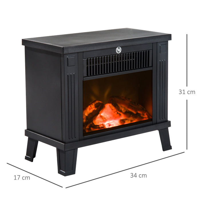 Lareira elétrica Aquecedor de fogão de pé com efeito de queima de madeira 600W / 1200W - Preto - 34,5x17x31cm