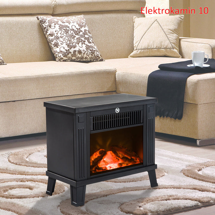 Lareira elétrica Aquecedor de fogão de pé com efeito de queima de madeira 600W / 1200W - Preto - 34,5x17x31cm