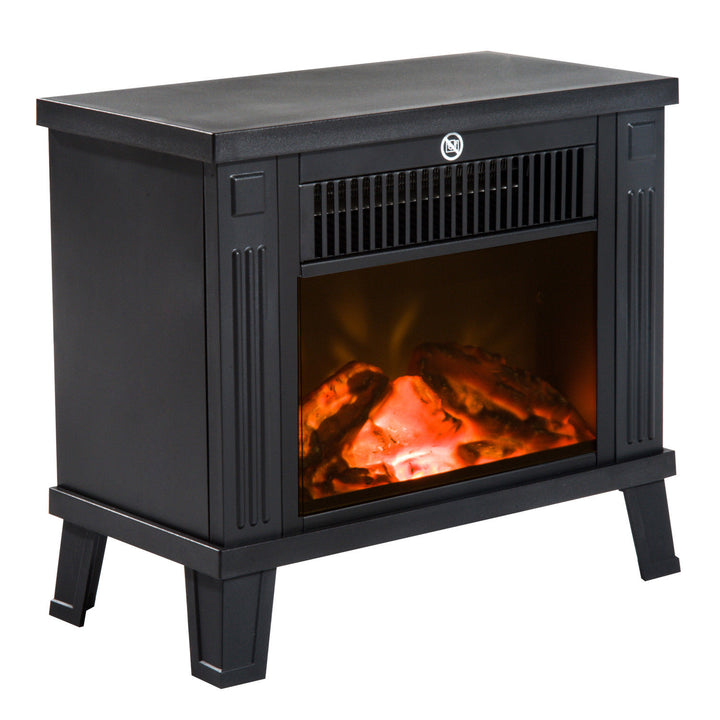 Lareira elétrica Aquecedor de fogão de pé com efeito de queima de madeira 600W / 1200W - Preto - 34,5x17x31cm